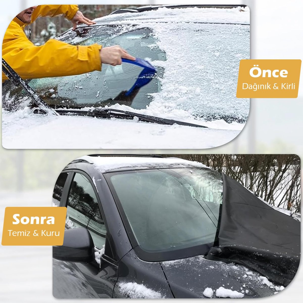 Haegs Buz ve Kar Önleyici Araç Ön Cam Örtüsü Brandası | Ağır Hizmet Tipi 600D Oxford Kumaş | Arabalar, SUV`lar, Kamyonetler İçin Oto Ön Cam Koruyucu Güneşlik | Don Örtüsü (162x106cm) S - Siyah
