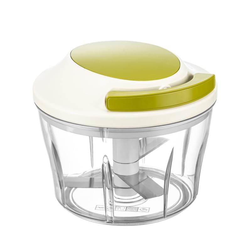 Orret Home 700 ml 3 Bıçaklı İpli Rondo – Çekmeli Doğrayıcı, Hızlı ve Pratik Sebze Doğrama, Paslanmaz Çelik Bıçaklı, Ergonomik ve Kolay Kullanım PP Plastik
