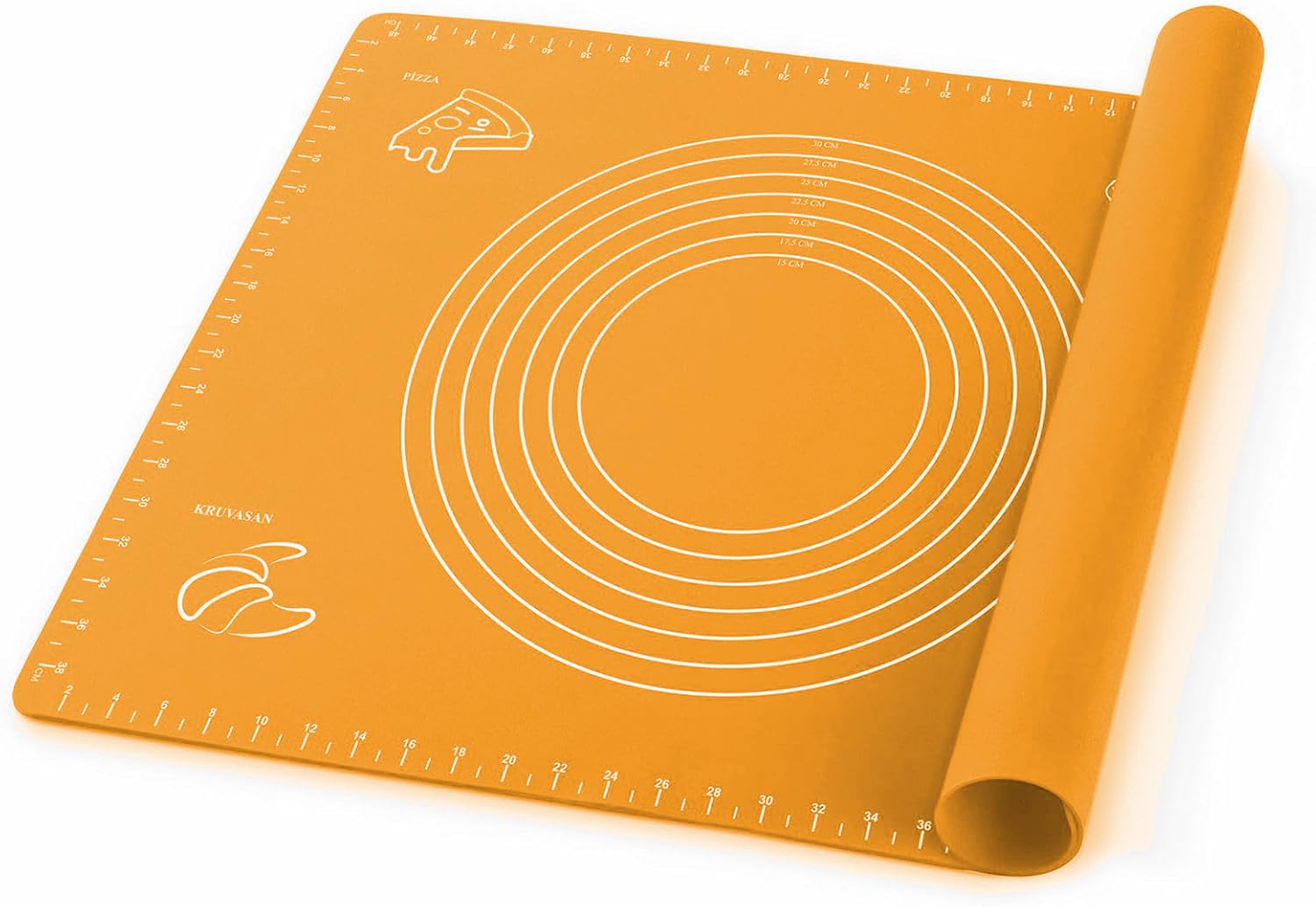 Promosyonca Silikon Hamur Matı, Pizza ve Tatlı Hazırlamak için Ölçekli, 45x65 cm (Turuncu)
