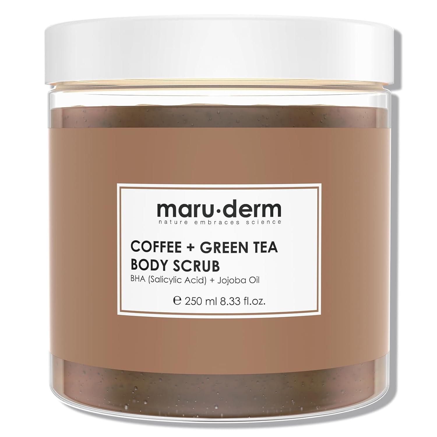 Maru.Derm Kahve ve Yeşil Çay Özlü Vücut Peelingi BHA Jojoba Yağı 250 ml