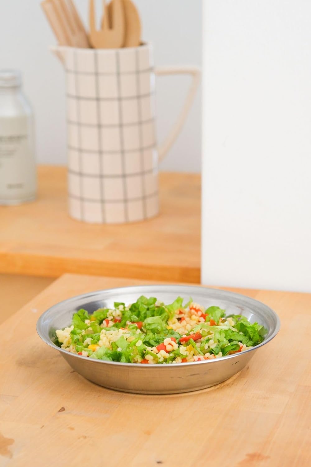 Beige & Stone Metal 21 Cm Salata Kısır Meyve Sunum Tabağı