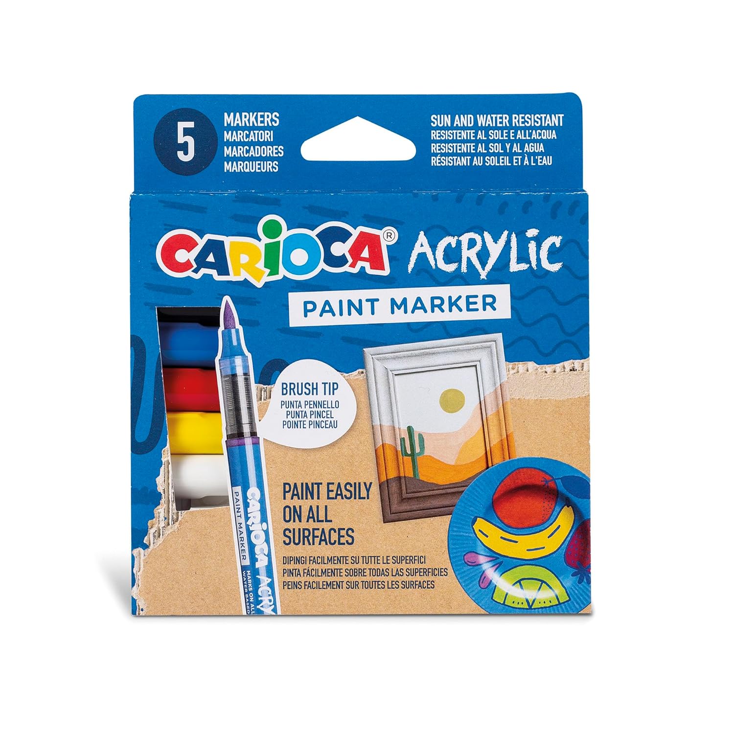 Carioca Akrilik Paint Marker Su Bazli Fırça Uçlu 5'Li