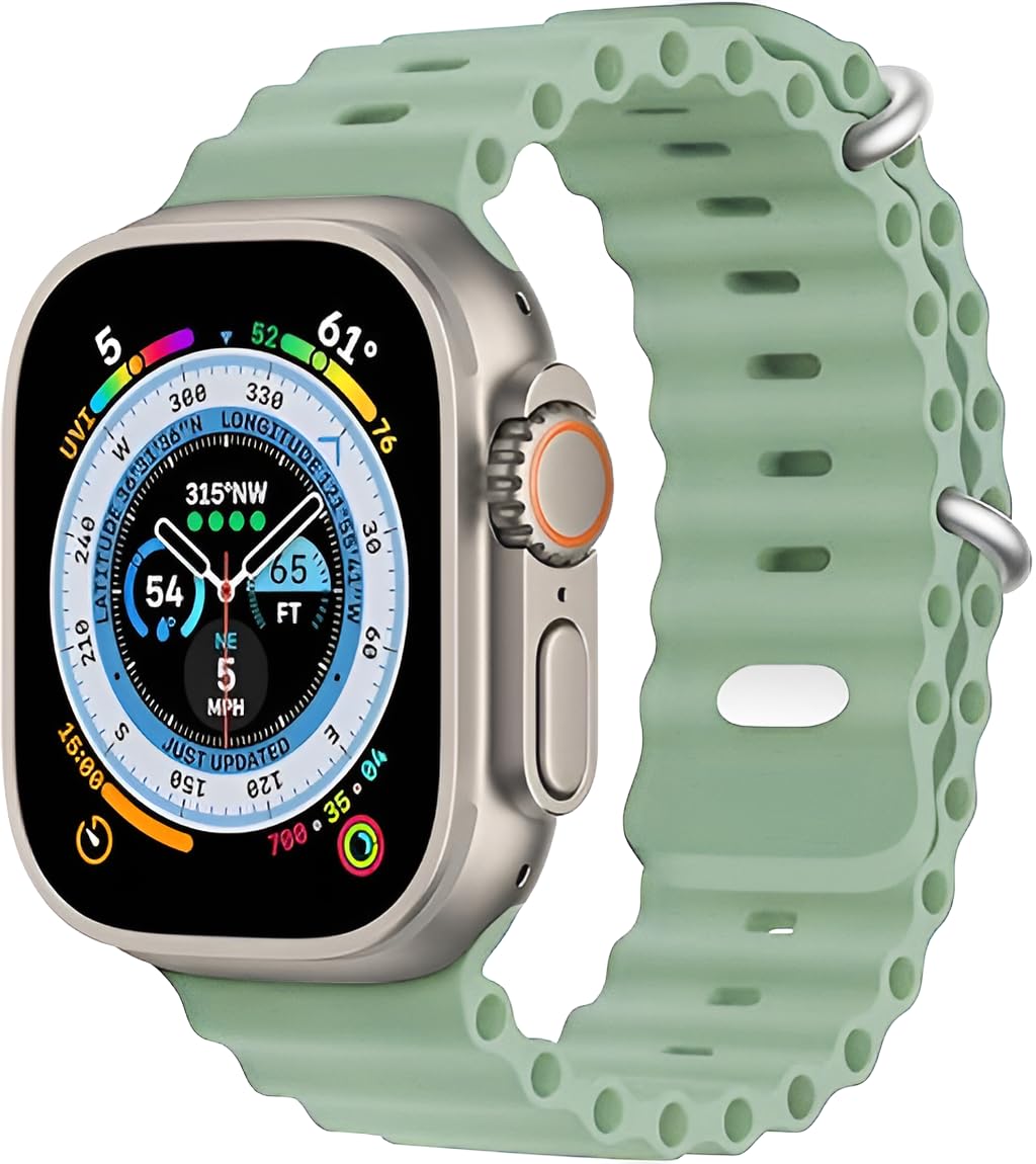 Minesk Apple Watch için Tüm Serileri ile Uyumlu Yumuşak Silikon Spor Kordon Boyu Ayarlanabilir Kayış