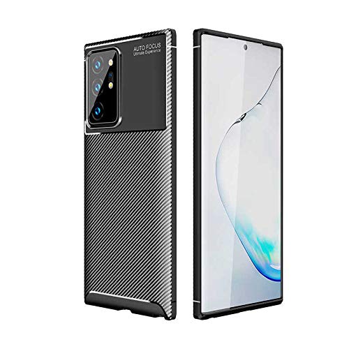 Ehr. Samsung Galaxy Note 20 Ultra ile Uyumlu Kamera Korumalı Darbe Önleyici Carbon Brushed Silikon Kılıf (Siyah, Samsung Galaxy Note 20 Ultra)