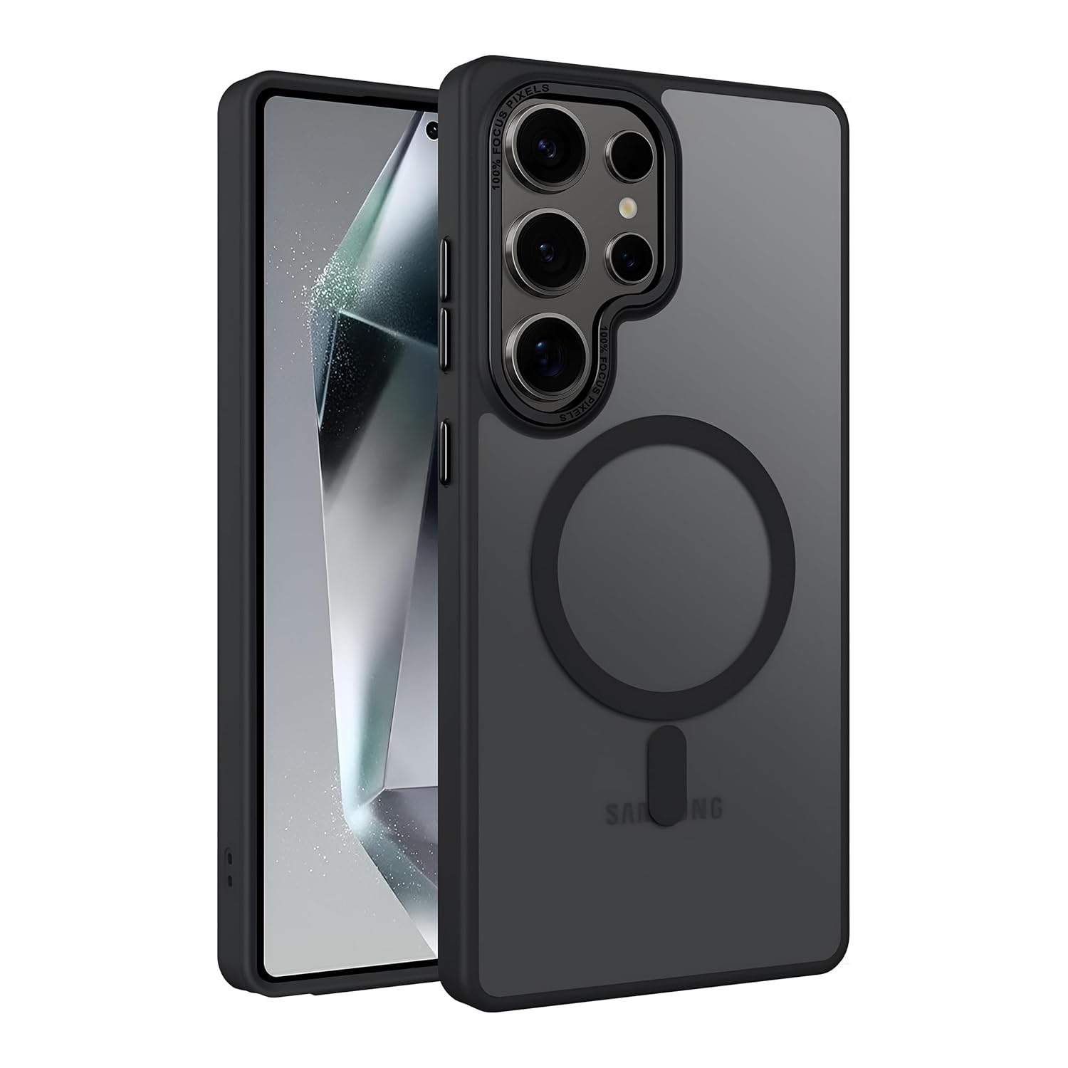 Teknoft Samsung Galaxy S24 Ultra için Symple Serisi Magsafe ile Uyumlu Metal Alaşım Lens Çerçeveli ve Metal Tuş Takımlı Ultra Güçlü Darbeye Dayanıklı Yumuşak Silikon Mat Kılıf