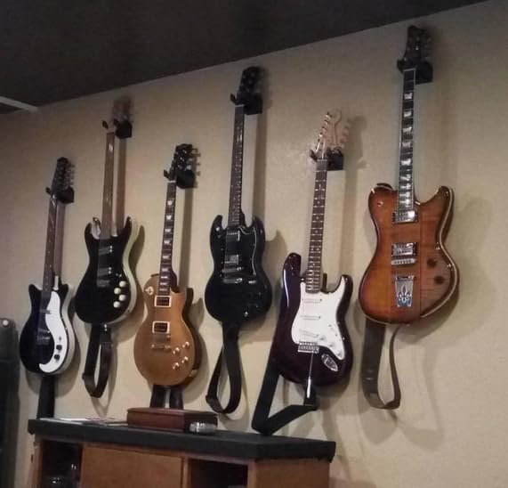 Gitar Tutucu, Gitar duvar askısı, duvar göstergesi için gitar askısı, çıkarılabilir gitarlar, klasik akustik elektro gitarlar için duvar askısı, sağlam enstrüman kancası tutucu, aksesuar (siyah)