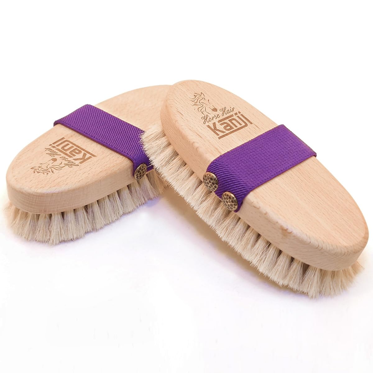 %100 Doğal At Kılı Masaj ve Kuru Fırçalama için Mor Kemerli Vücut Peeling Selülit Fırçası