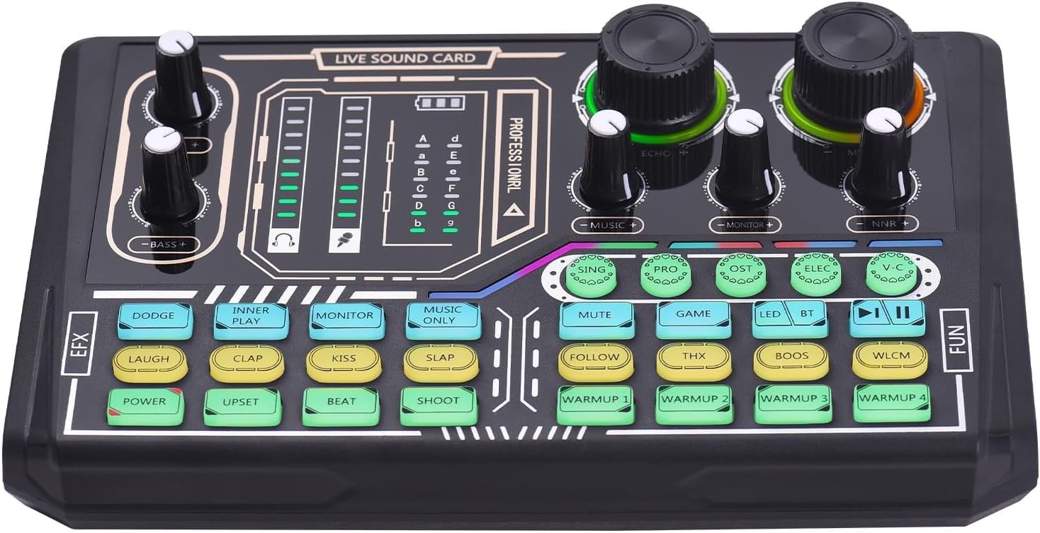 Coverzone Ses Kartı Youtube Kick Podcast ve Yayıncı, Ses Kartı, DJ Mikser, Taşınabilir Podcast Prodüksiyon Stüdyosu, Canlı Yayın, Kayıt, Oyun için Kondenser Ses Kartlı Mikrofon Mikseri P16