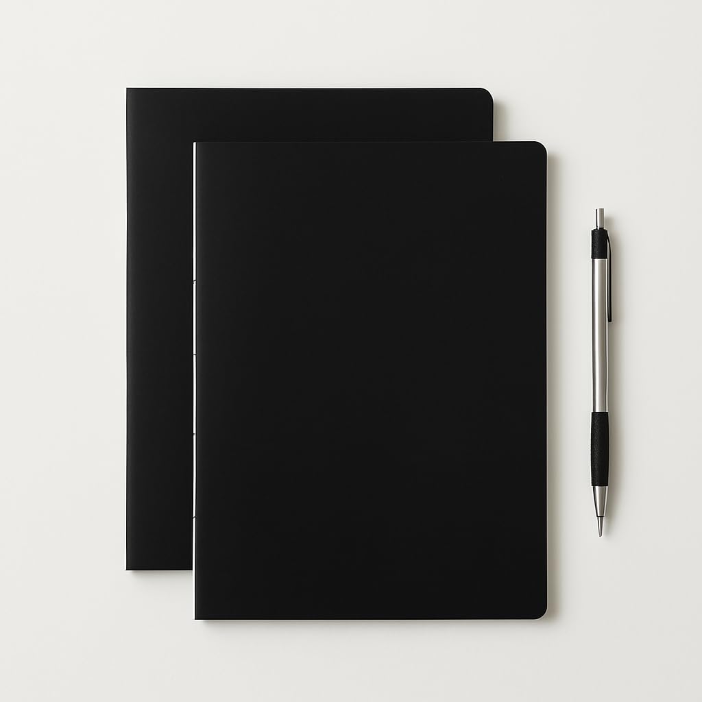 Fark Tanıtım Özel Tasarım Siyah Kraft Kapaklı A4 Defter - 180 Derece Açılabilir, Sırtı Dikişli,%100 El İşçiliği, Ofis, Okul, Günlük Kullanım İçin İdeal Defter (Çizgisiz)