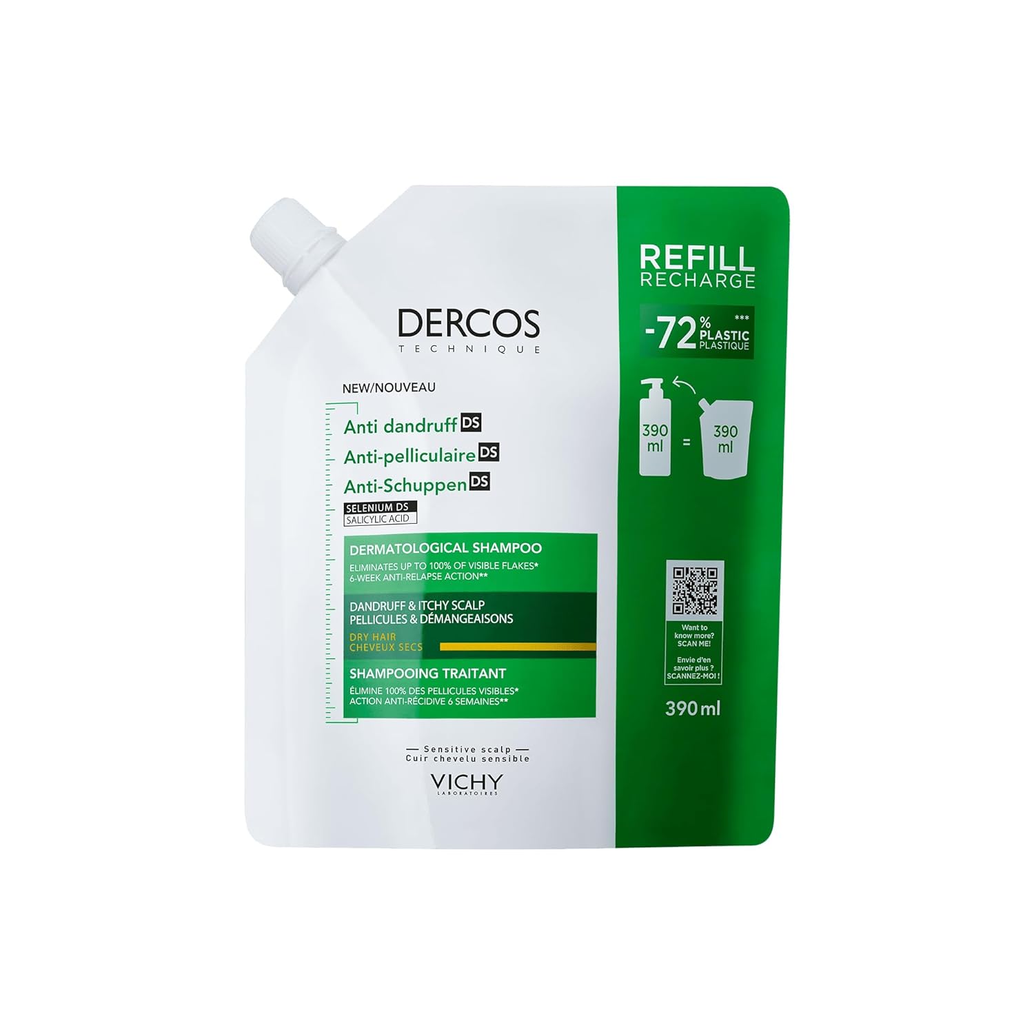 Dercos Anti-Dandruff Kepek Karşıtı Refill Şampuan Kuru Saçlar 390 Ml
