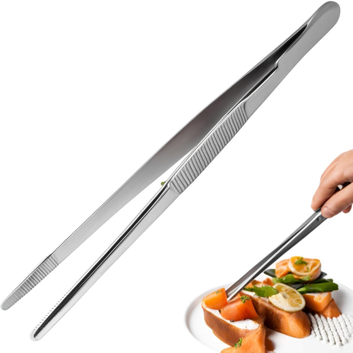 Busstier Paslanmaz Çelik Profesyonel Şef Cımbızı 30 cm Ergonomik Tasarım Dayanıklı Mutfak Maşası Et Pişirme Barbekü ve Pasta Süsleme İçin İdeal