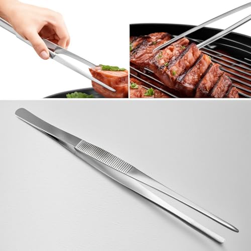 Busstier Paslanmaz Çelik Profesyonel Şef Cımbızı 30 cm Ergonomik Tasarım Dayanıklı Mutfak Maşası Et Pişirme Barbekü ve Pasta Süsleme İçin İdeal
