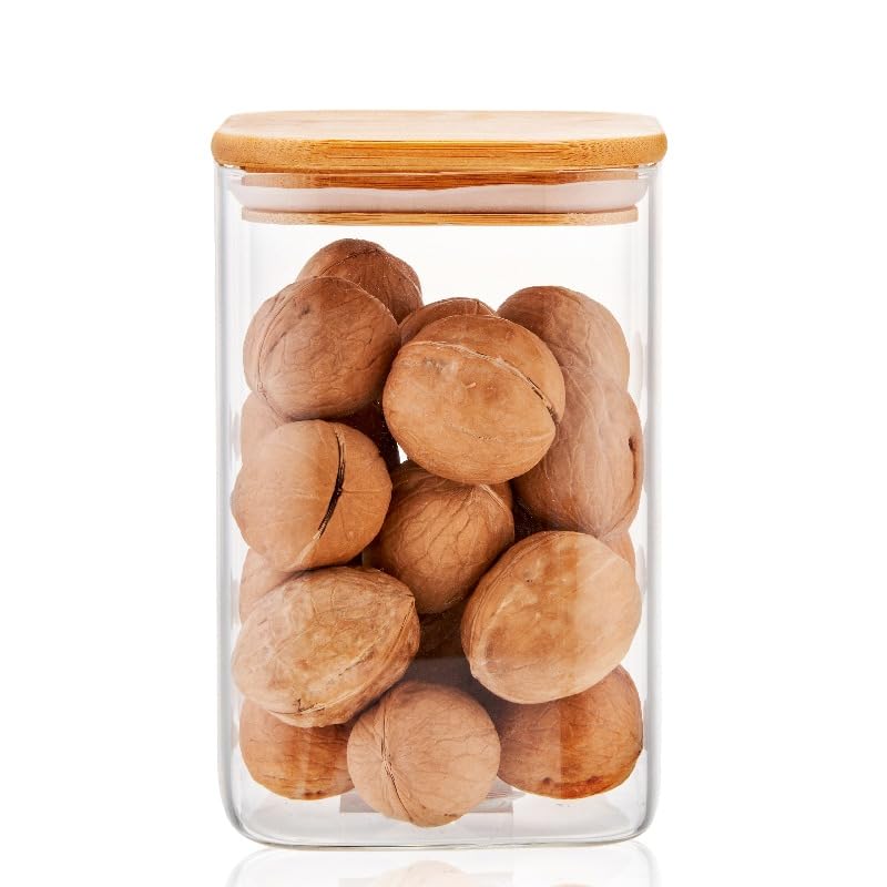 Deconox 1100ml Sızdırmaz Vakumlu Bambu Kapaklı Borosilikat Cam Kavanoz – Hava Geçirmez & Dayanıklı Gıda Saklama Kabı (10cm x 17cm)