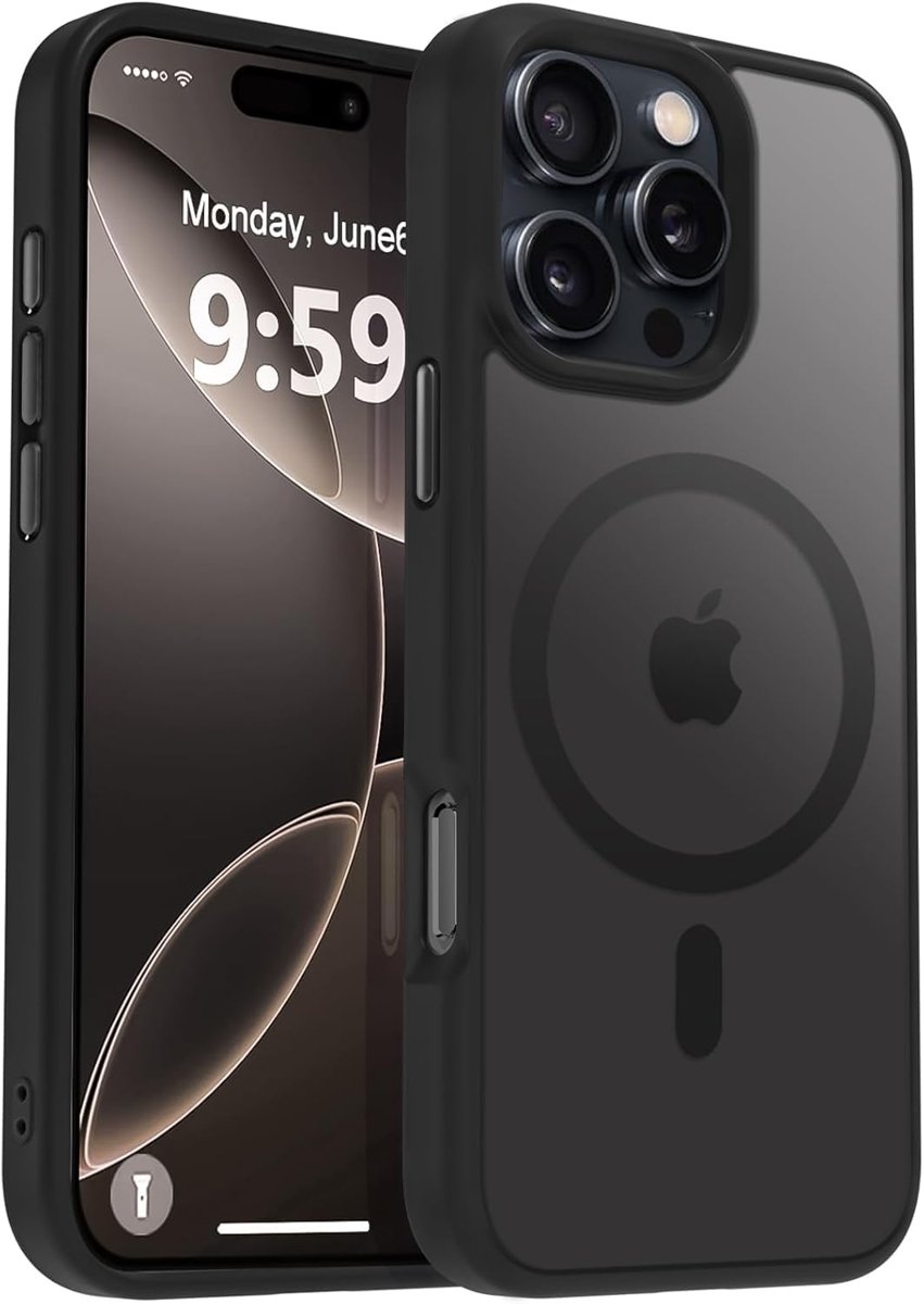 URUCHI Güçlü Manyetik Telefon Kılıfı, [Mag-Safe ile Uyumlu] [Askeri Düzey Düşme Koruması] [Güçlü Silikon Kenarlar] İnce Yarı Saydam Mat Koruyucu Kılıf (Siyah, iPhone 14 Pro Max 6,7 inç)