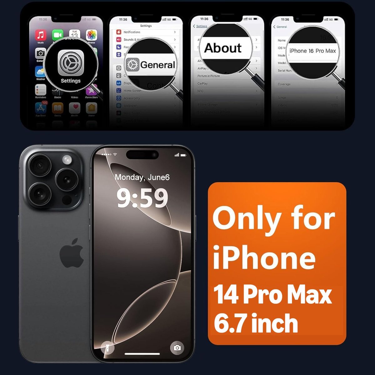 URUCHI Güçlü Manyetik Telefon Kılıfı, [Mag-Safe ile Uyumlu] [Askeri Düzey Düşme Koruması] [Güçlü Silikon Kenarlar] İnce Yarı Saydam Mat Koruyucu Kılıf (Siyah, iPhone 14 Pro Max 6,7 inç)