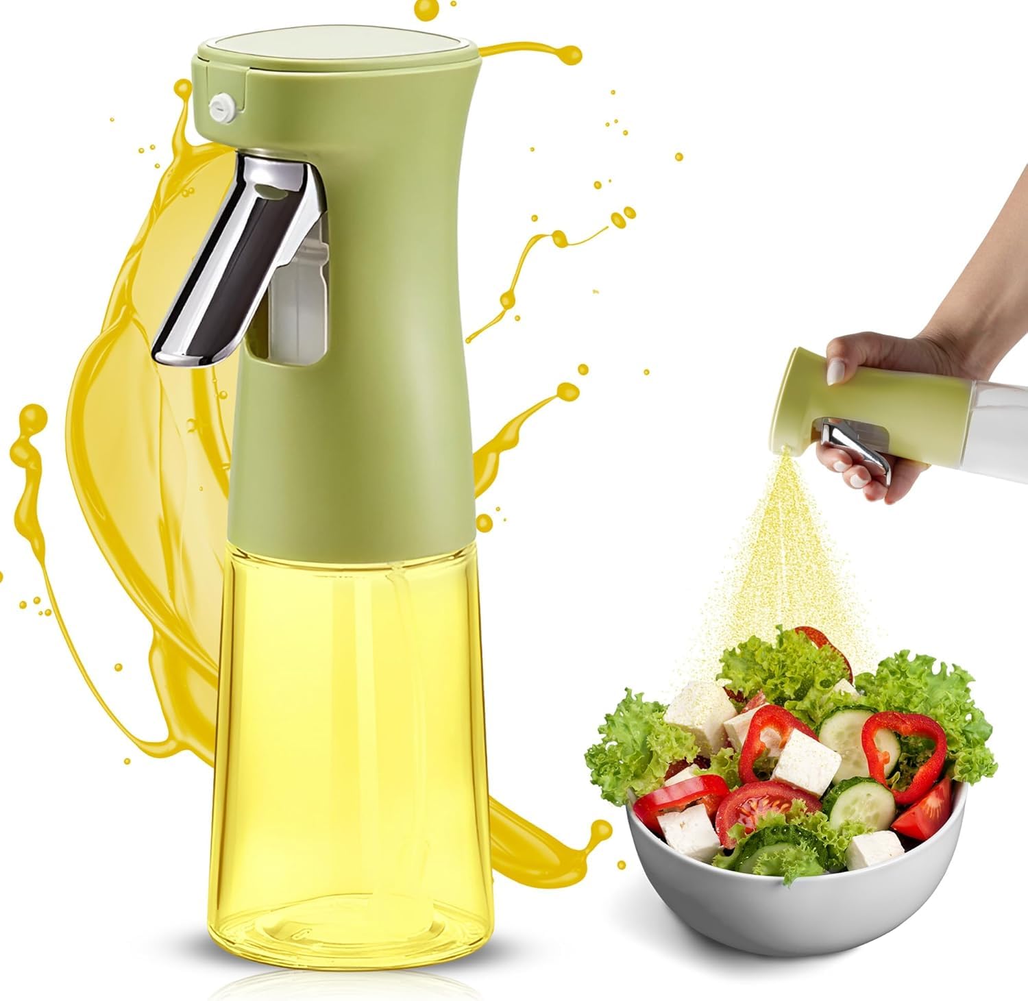 GüncelÇarşı 240ml Yağ Zeytinyağı Püskürtücü, Airfryer Sprey Şişesi, Cam Yağ Spreyi, Hava Fritözü için Yağlık, Barbekü, Salata, Pişirme, Izgara Mutfak Aletleri, Yağdanlık (YEŞİL)