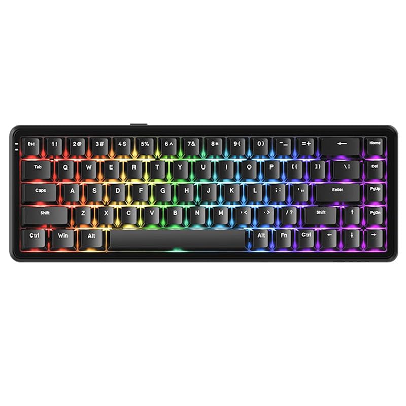 Coverzone Ajazz AK680 Max%68 Manyetik Switch, 3000mAh Batarya 8000 Hz Kablolu-1000 Hz Polling Rate Kablosuz Manyetik Klavye RGB Arkadan Aydınlatmalı Özelleştirilebilir Tuşlar (AK680 Max - Siyah)