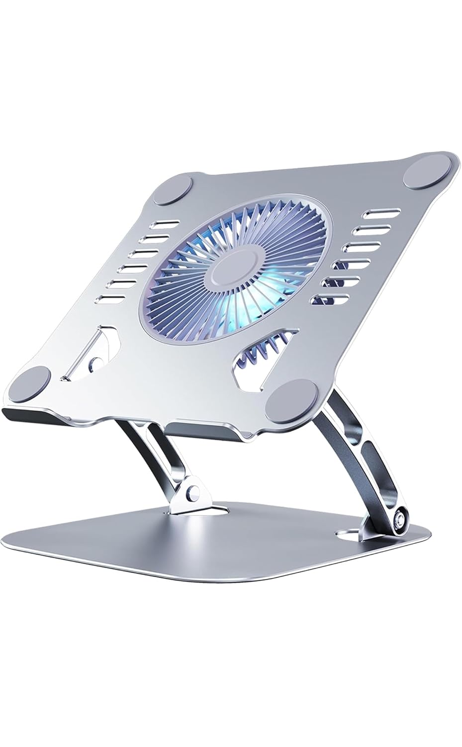 Dizüstü Bilgisayar Standı, Ayarlanabilir Yükseklik, Soğutucu Fanlı, Alüminyum, Gümüş