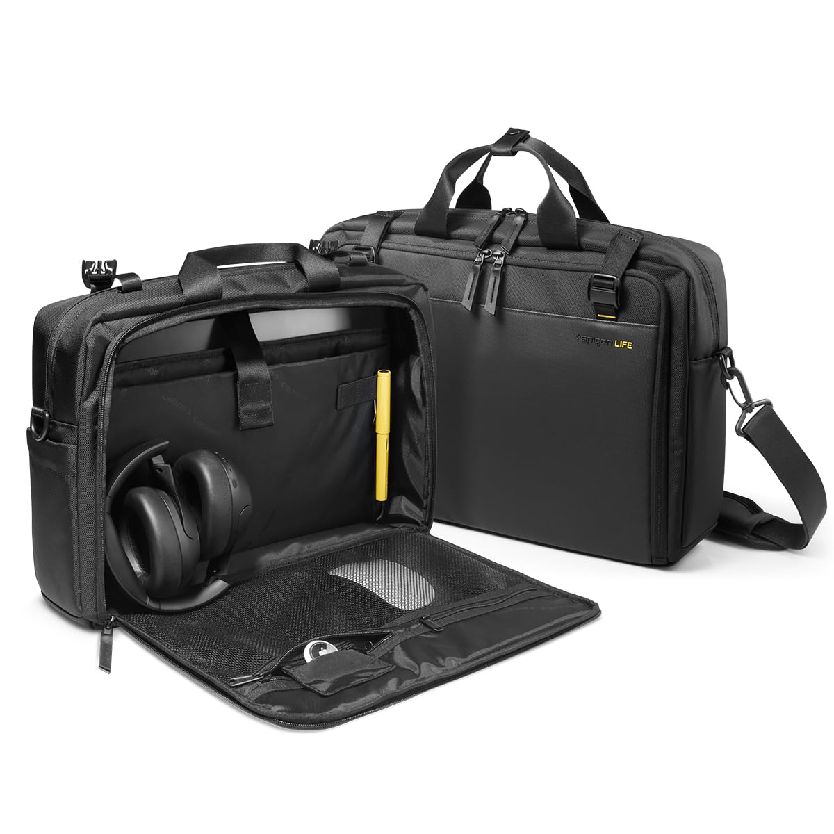 Spigen Shoulder Bag Business Klasden Notebook Laptop Taşıma El ve Omuz Askılı Evrak Çantası KD300 Siyah - AFA09540