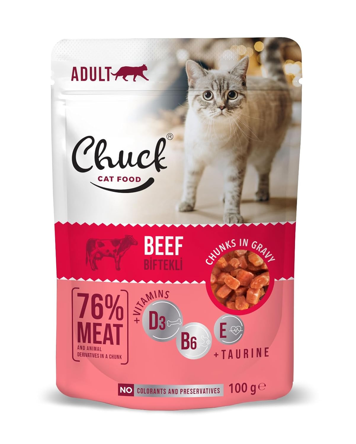 Chuck Pouches, Yetişkin, Dana Etli 100 Gr x 24 adet