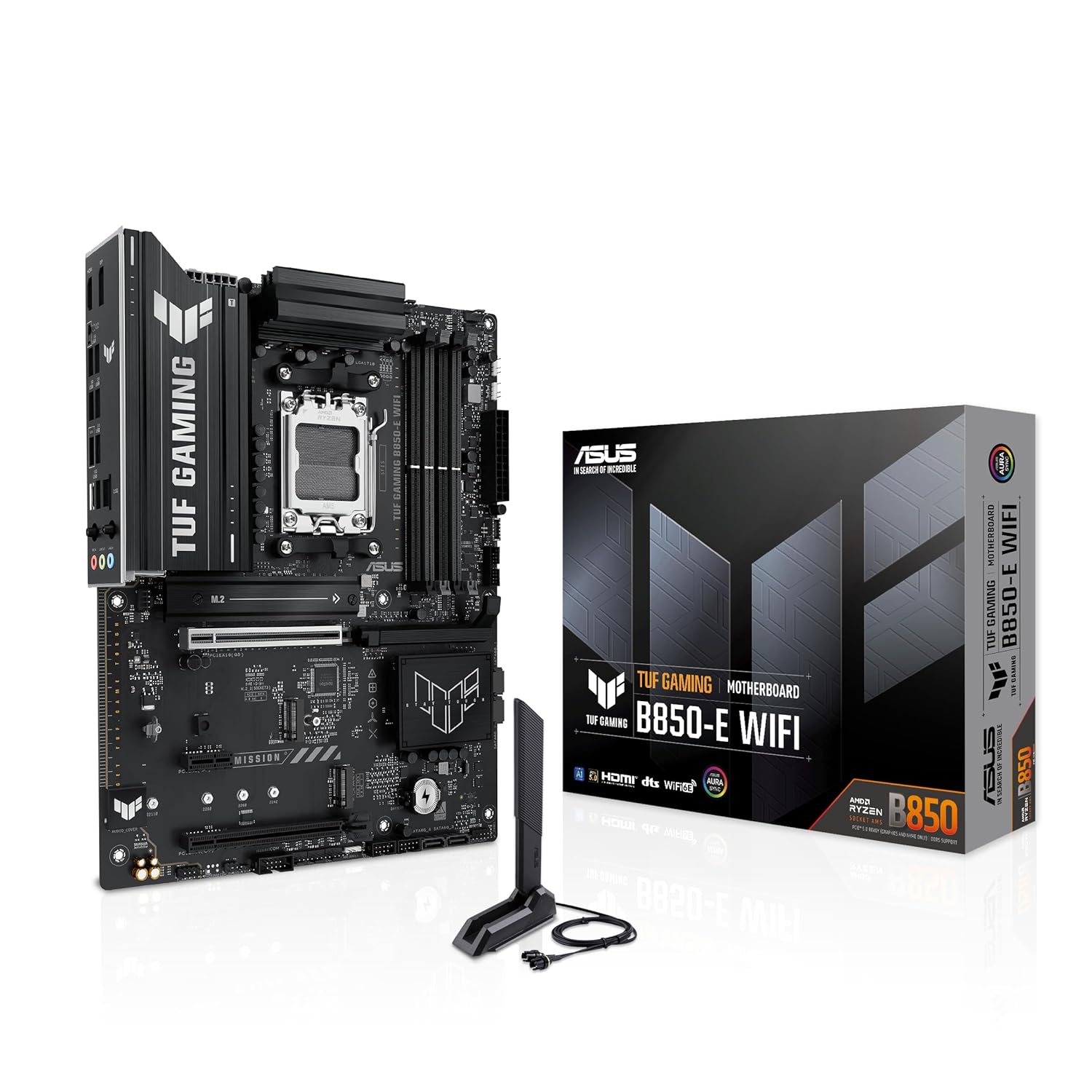 ASUS TUF Gaming B850-E WiFi Anakart Soket AMD AM5 (Ryzen 9000, PCIe 5.0, DDR5 Bellek, WiFi 6E, PCIe Q-Release, BIOS Flashback, Aura Sync)