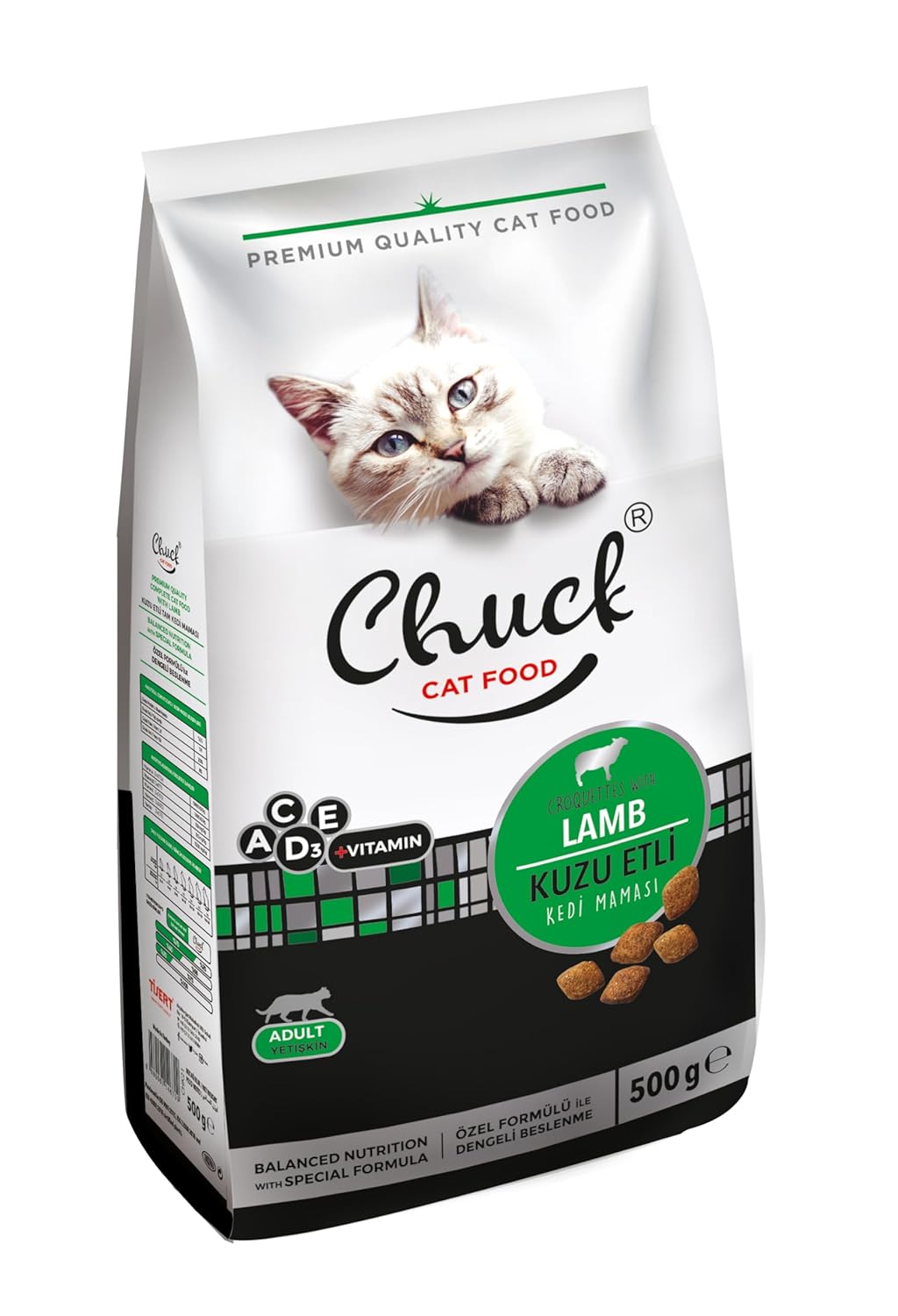 Chuck 500 Gr Kuru Mama, Kedi, Kuzu Etli x 12 adet