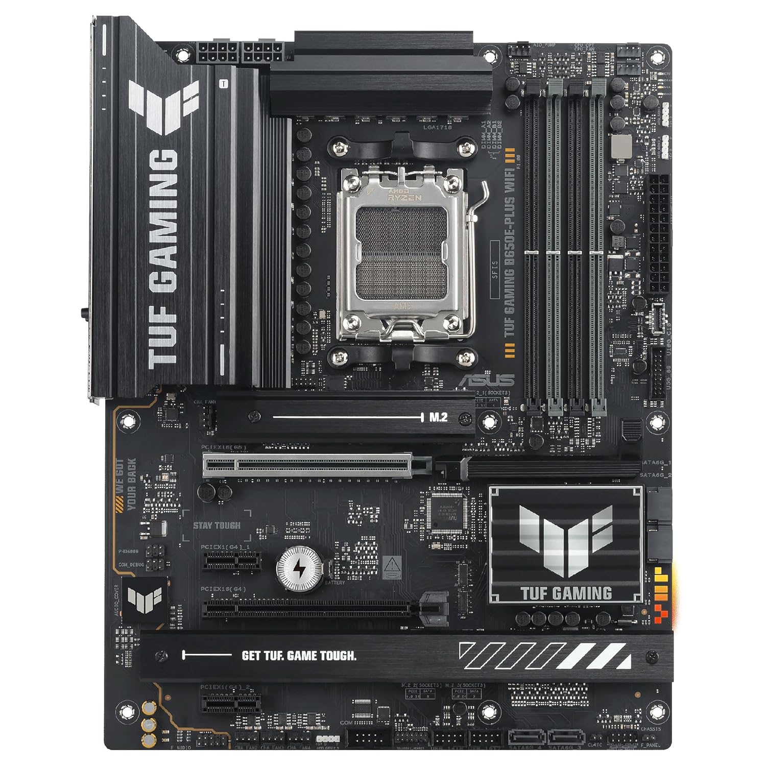 ASUS TUF Gaming B650E-PLUS WiFi Anakart Soket AMD AM5 (Ryzen 9000, ATX, PCIe 5.0, DDR5 Bellek, WiFi 6E, PCIe Q-Release, BIOS Flashback, Aura Sync)