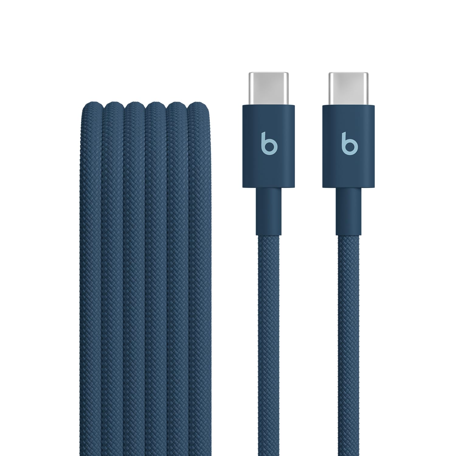 Beats USB-C'den USB-C'ye Örgülü Kablo, Hızlı Şarj, Dayanıklı/Dolanmayan, Apple ve Android Aygıtlar İçin Uyumlu Şarj Kablosu (1,5 m) – Lazer Lacivert