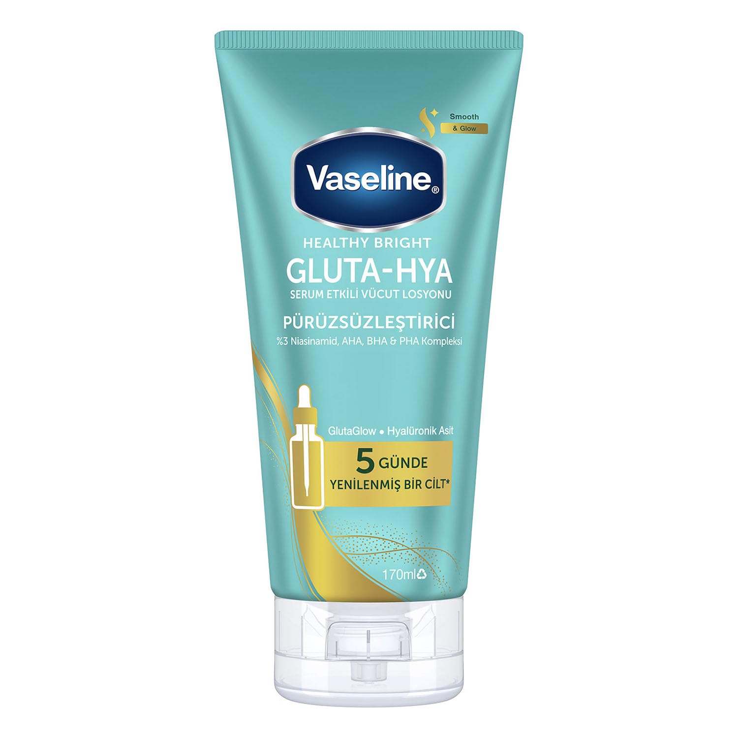 Vaseline Gluta-Hya Serum Etkili Vücut Losyonu, Pürüzsüzleştirici, 170 Mililitre