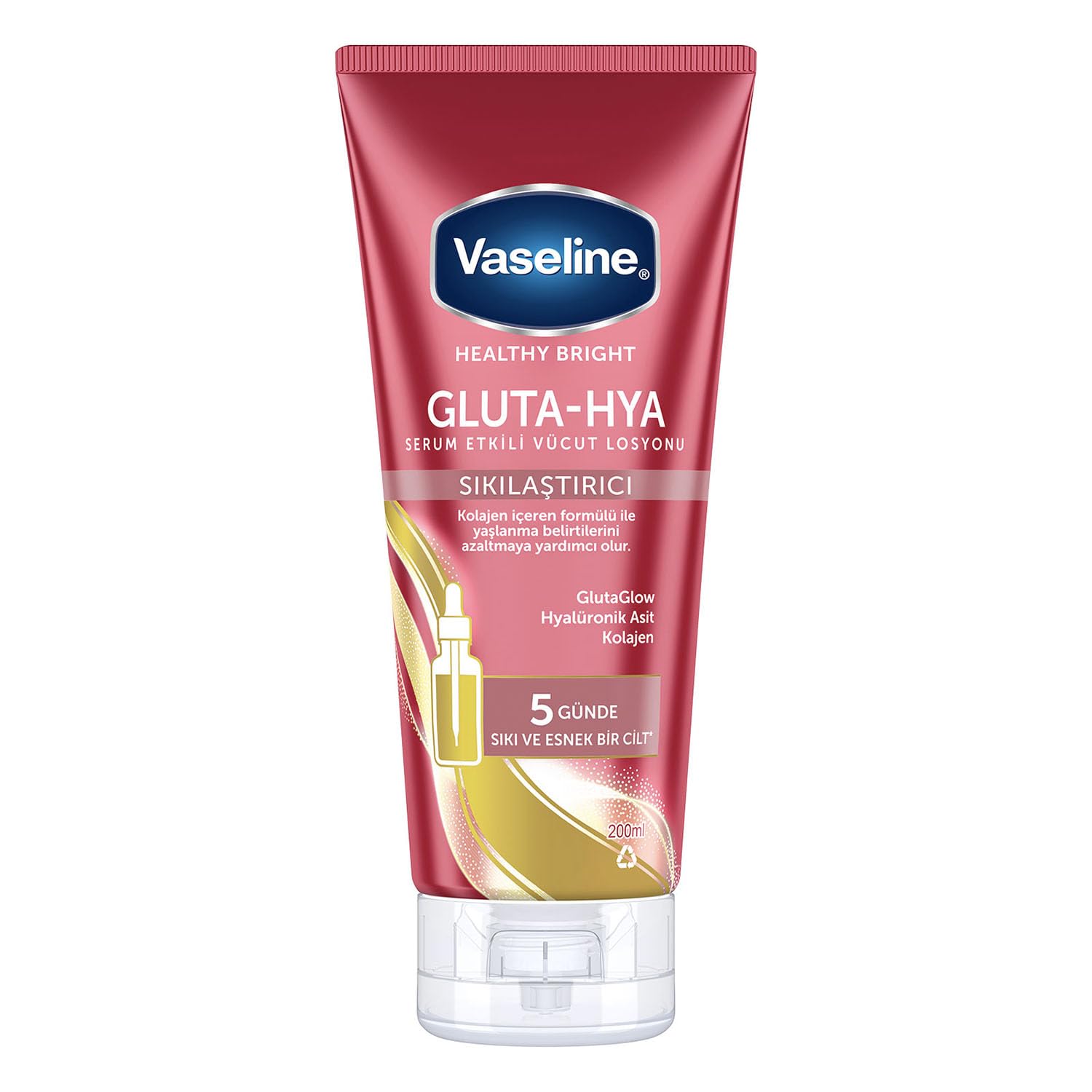 Vaseline Gluta-Hya Serum Etkili Vücut Losyonu, Sıkılaştırıcı, 200 Mililitre