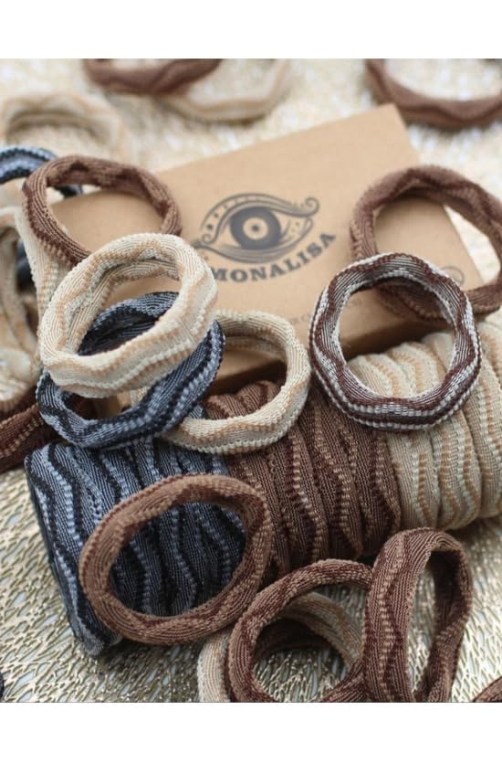 Kadın Kahverengi Desenli 12'LiHavlu Lastik Toka Seti, Toka Organizer, Toka, Kız Çocuk Toka, Toka Organizer