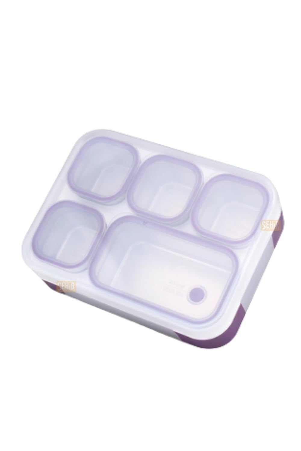 Vagonlife Bento 1000ml Lunchbox Tek Katlı 5 Bölmeli Çelik Sefer Tası Yemek Kutusu (Mor)