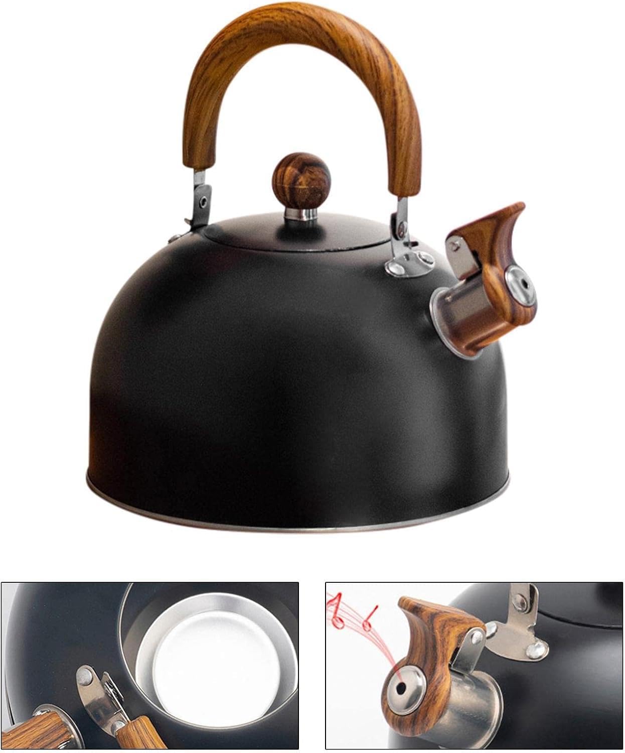 Valkyrie 3L Düdüklü Kettle Su Isıtıcı Çaydanlık Paslanmaz Çelik Yüksek Islıklı Siyah