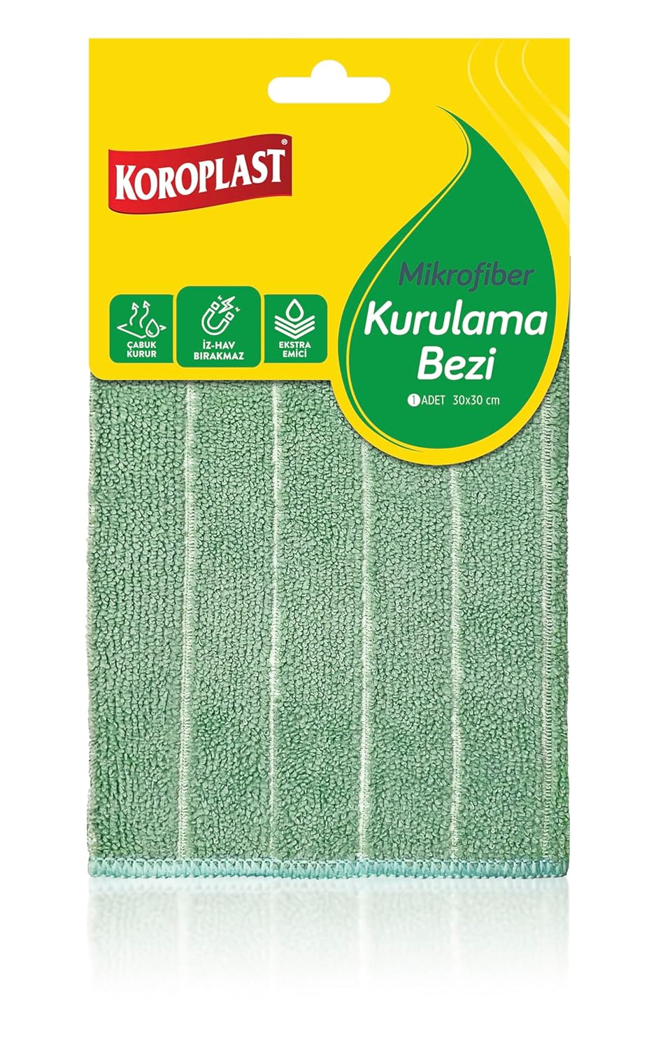 Koroplast Mikrofiber Kurulama Bezi Tekli, Hızlı Kurulama, Yüksek Emici, İz & Hav Bırakmaz, Cam, Ayna, Mutfak, Banyo, Tezgâh, Mobilya, Elektronik, Araç, Pencere, Raf, Televizyon, Bilgisayar, Beyaz Eşya