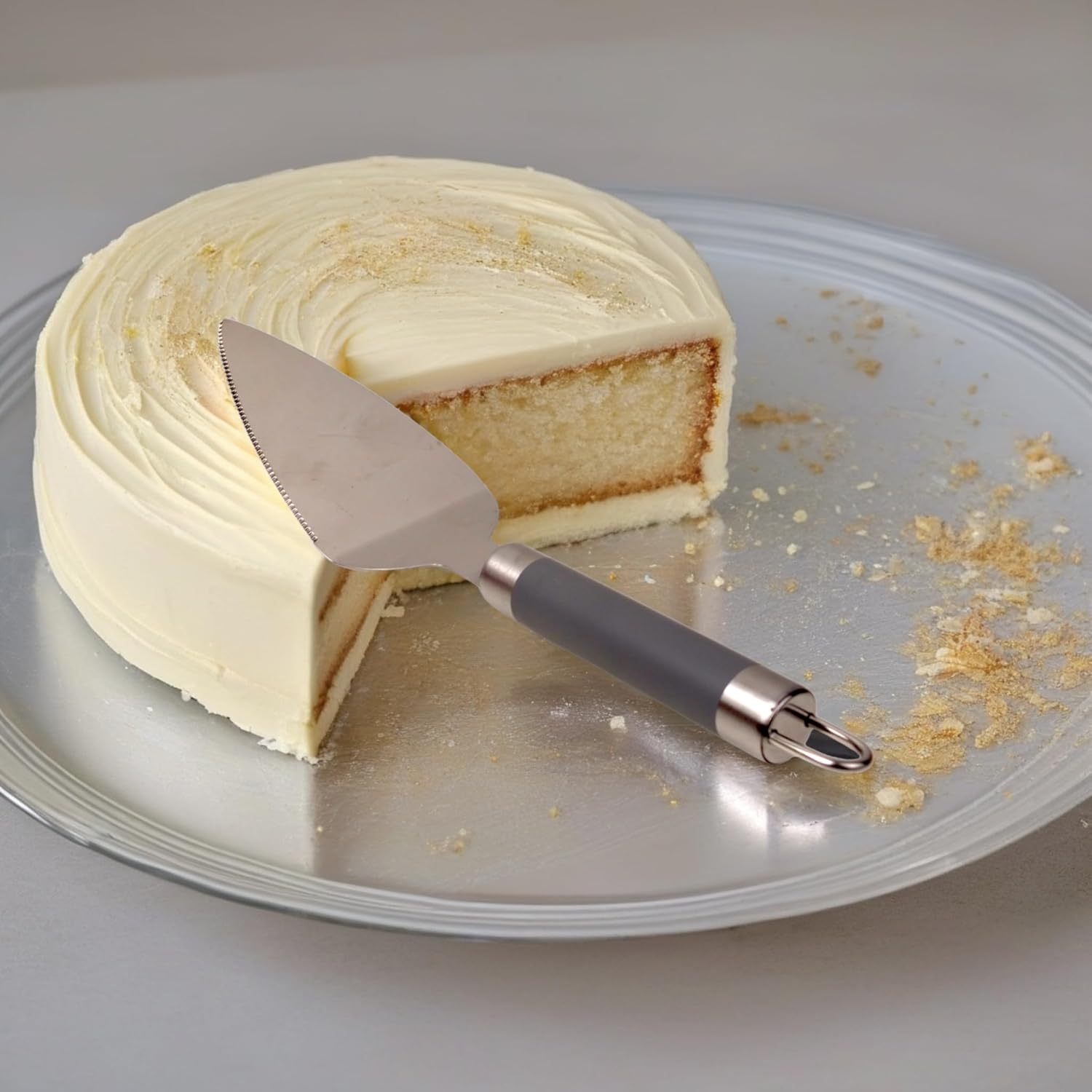 Deconox Paslanmaz Çelik Silikon Saplı Pasta Spatulası ve Kek Servis Kaşığı | Paslanmaz Çelik Pasta Spatulası ve Kek Servis Kaşığı – Şık ve Fonksiyonel Sunum Aracı