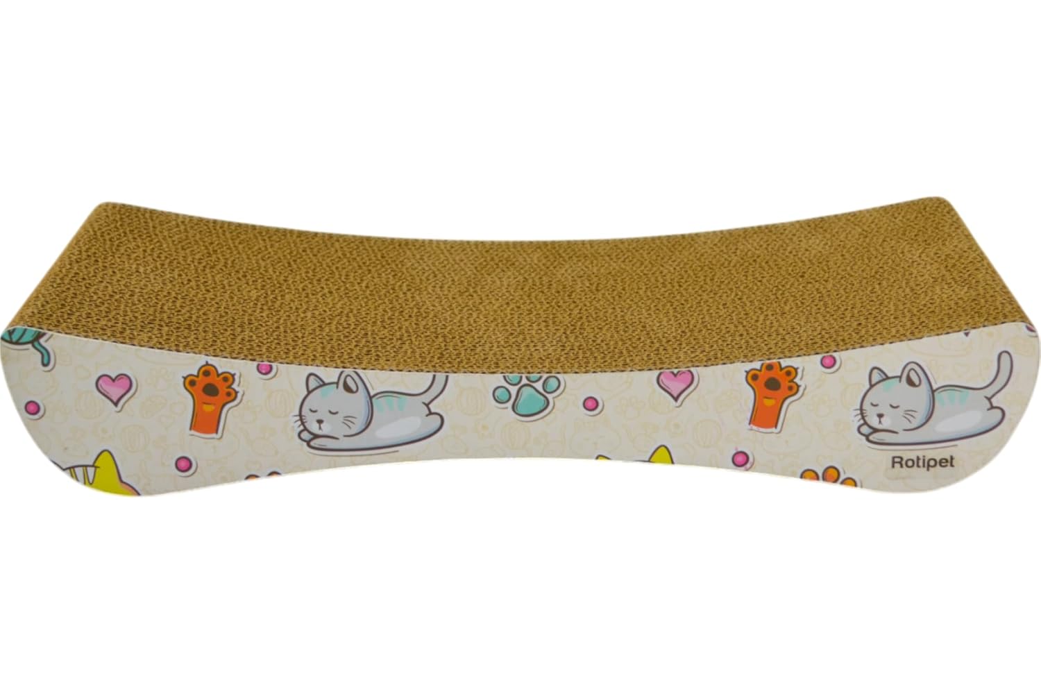Rotipet Kedi Tırmalama Tahtası, Sevimli Kedi Desenli, XSmall Boy 43x7x21 Cm