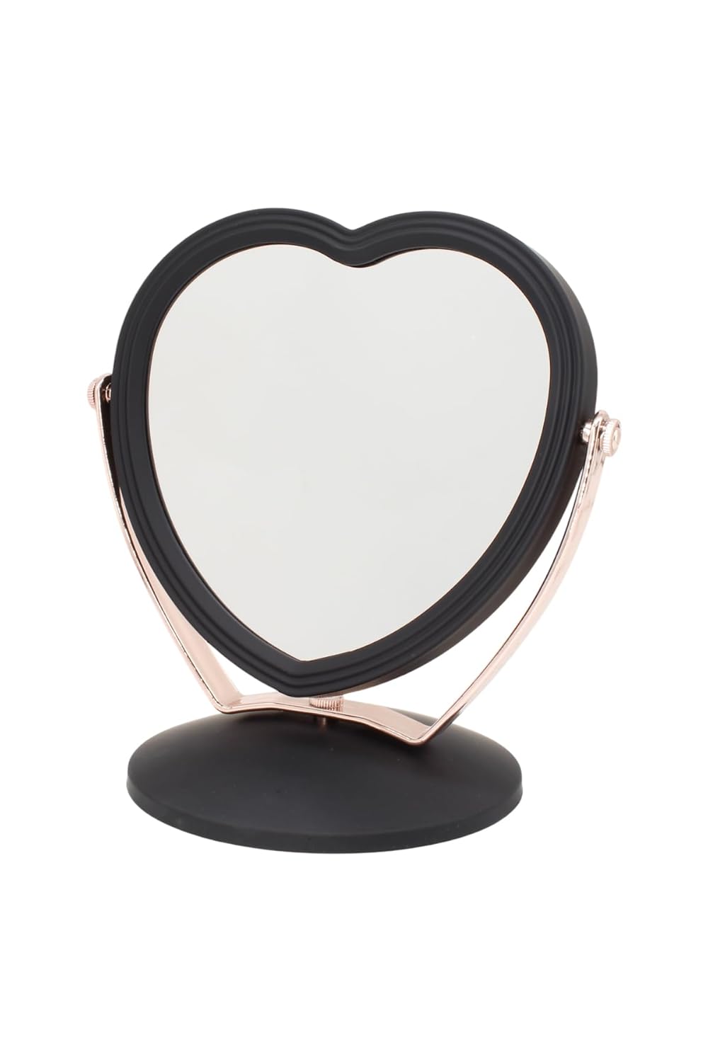 Efe Mark Süet PVC Serisi 3x Büyüteçli Çift Taraflı Ayarlanabilir Eğimli Masa Üstü Makyaj Aynası 19x12 CM Kalp Desenli