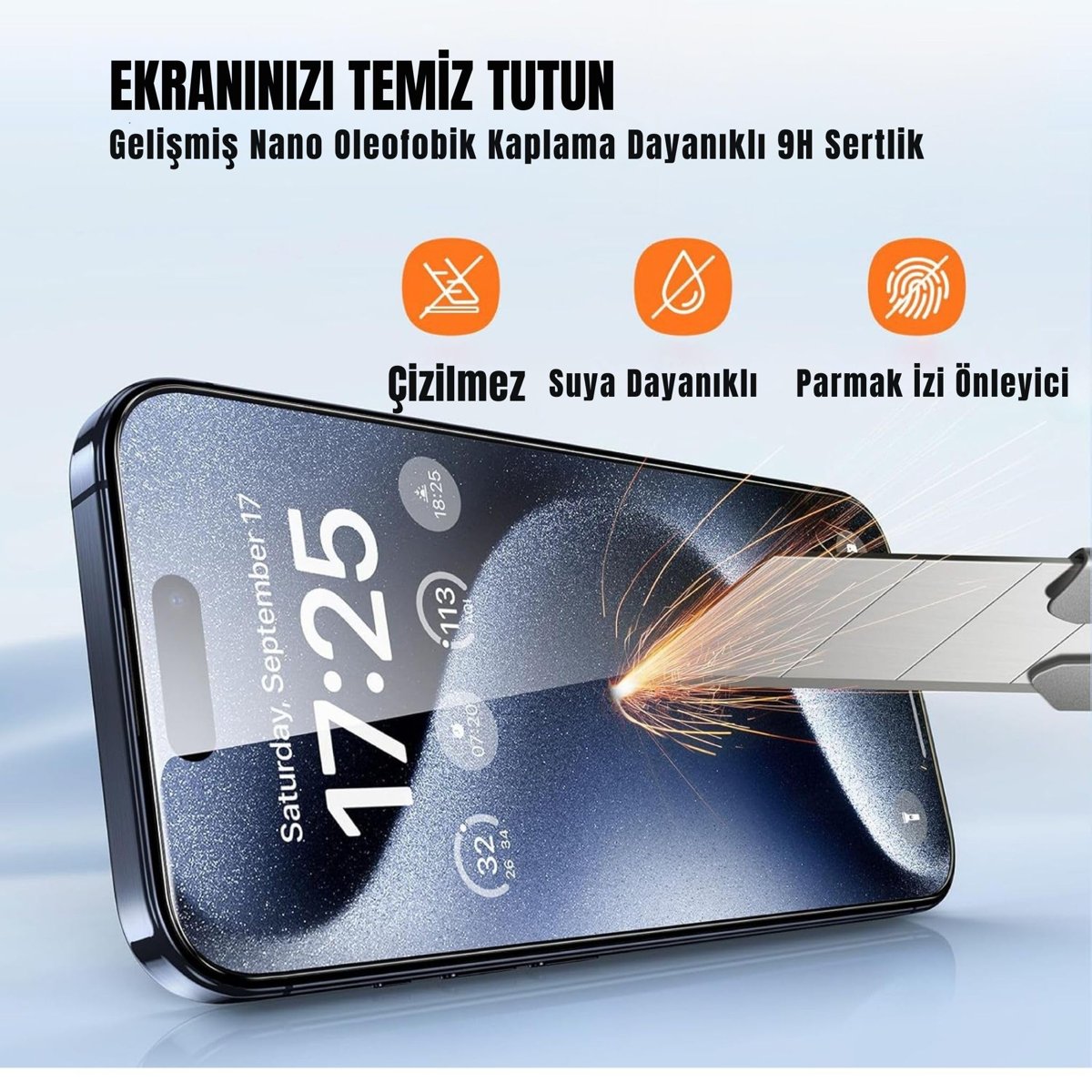 MADNOVA Apple iPhone 17e /iPhone 16e /iPhone 13/ iPhone 13 Pro/iPhone 14 İle Uyumlu Hizalama Aparatlı ve Takılırken Cam Altında Toz Bırakmaz Darbelere Karşı Ekstra Güçlü Ekran Koruyucu Cam