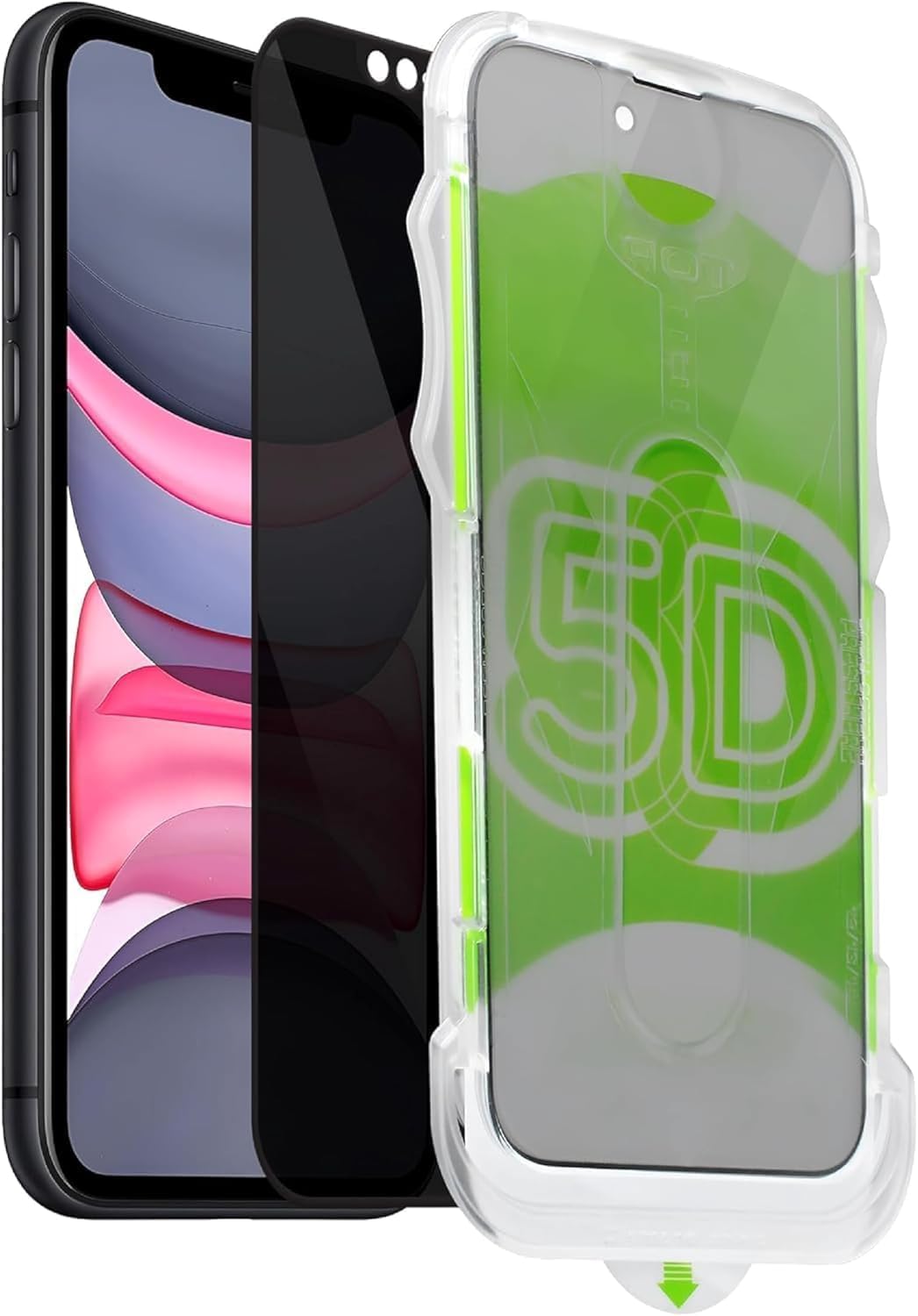 MADNOVA Apple iPhone 11/XR İle Uyumlu Hayalet Ekran Hizalama Aparatlı ve Takılırken Cam Altında Toz Bırakmaz Darbelere Karşı Ekstra Güçlü Ekran Koruyucu Cam