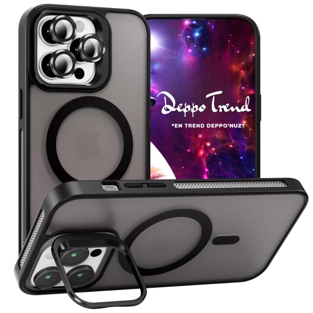 Deppo Trend iPhone 16 Pro için Magsafe ile Uyumlu Kılıf Renkli Kamera Lens Koruyucu Stand Olabilen Kablosuz Şarj Destekli Silikon Mat Sararmaya Karşı Dayanıklı Koruyucu Kapak