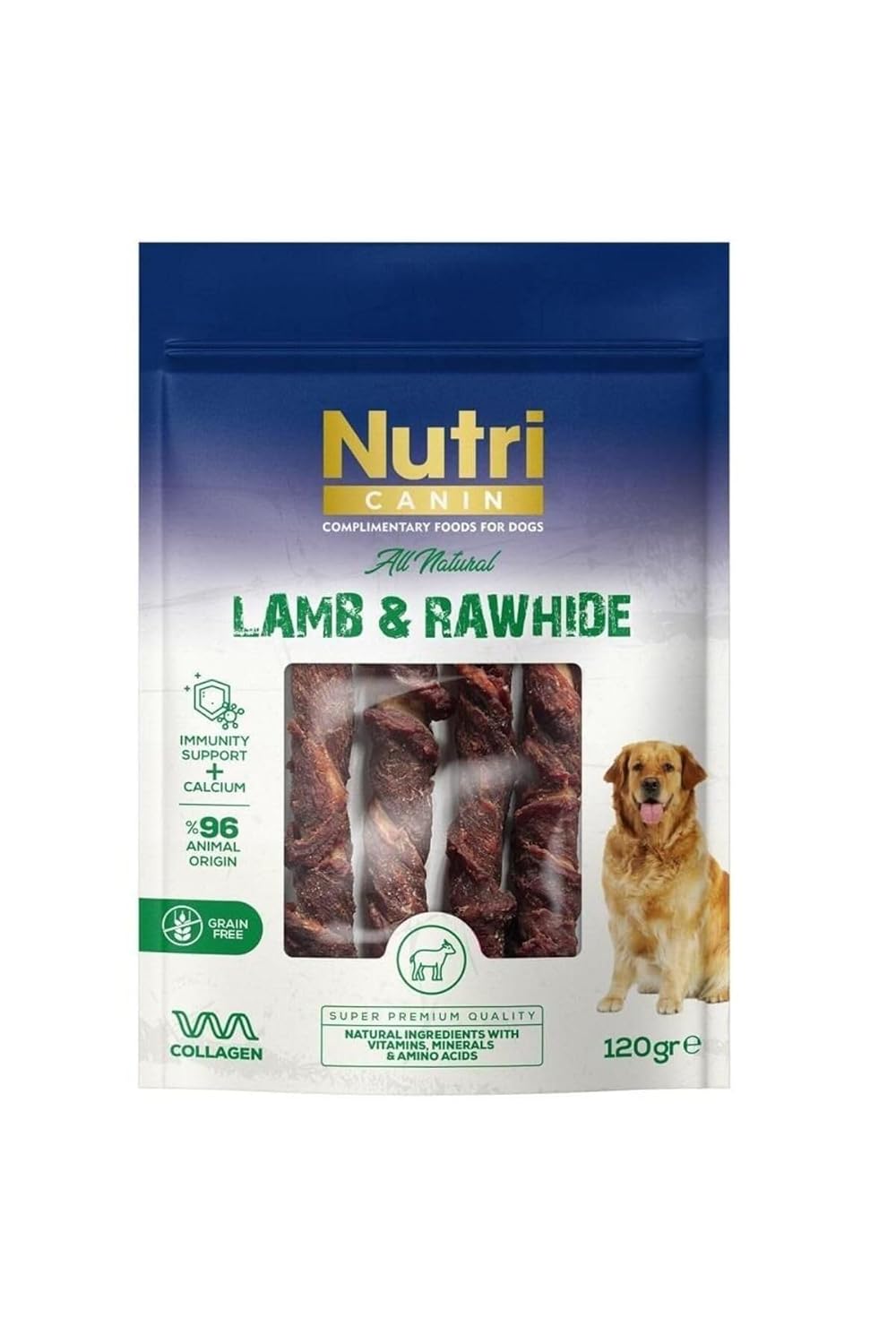Nutri Canin Rawhide Kuzu Eti Sargılı Kemik Köpek Ödülü 120 Gr