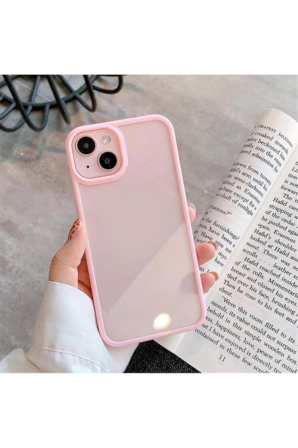 Go Aksesuar Apple Iphone 13-14 Ve 15 ile Uyumlu Kenarı Pembe Renkli Darbe Önleyici Şeffaf Silikon Kılıf