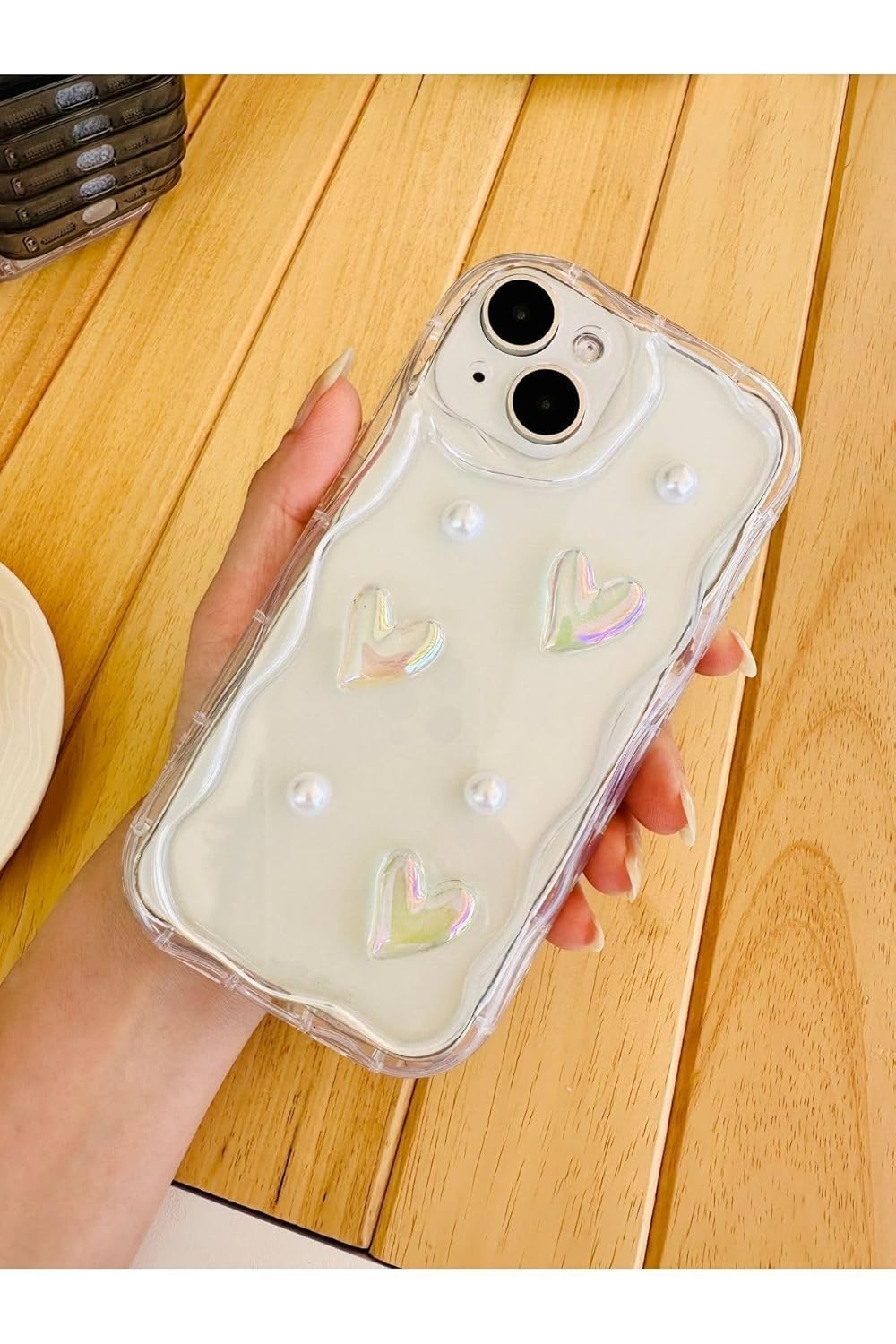 Go Aksesuar Iphone 13 Ve 14 ile Uyumlu 3d Oyuncaklı Inci Tasarımlı Esnek Silikon Kılıf