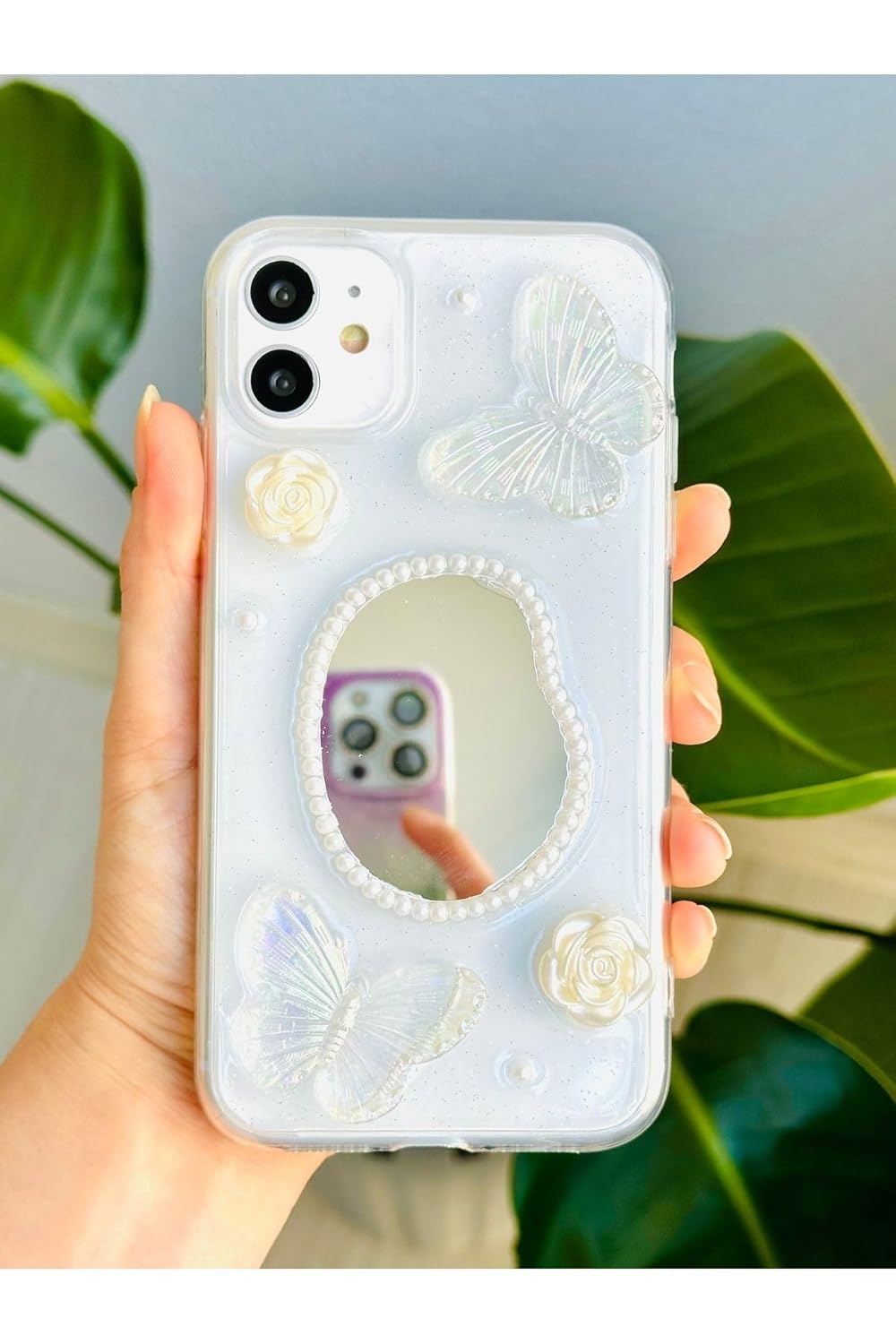 Go Aksesuar Iphone 11 ile Uyumlu 3d Oyuncak Aynalı Kelebek Tasarımlı Yumuşak Silikon Kılıf