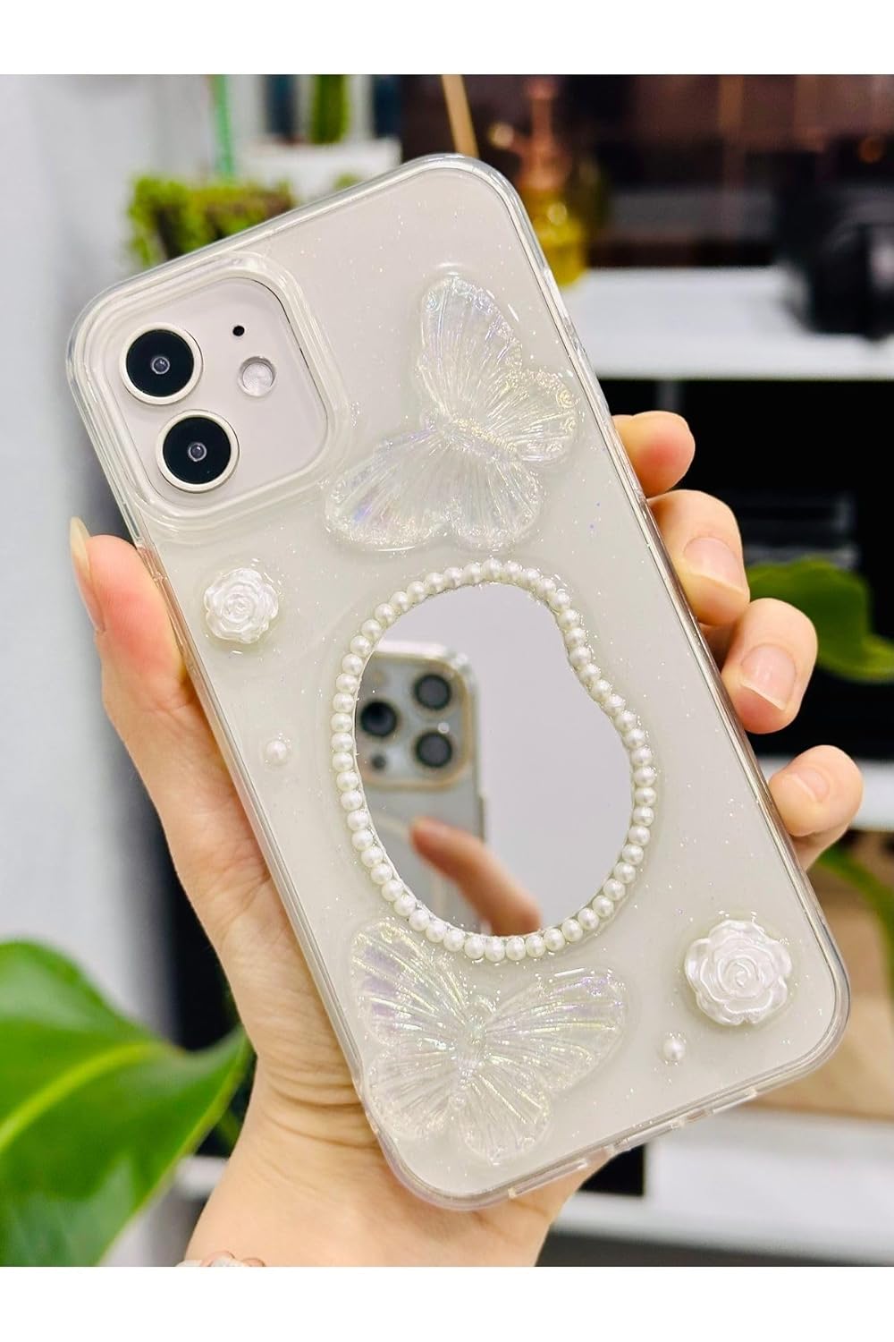 Go Aksesuar Iphone 12 Ve 12 Pro ile Uyumlu Aynalı Darbe Önleyici Kamera Korumalı Silikon Kılıf