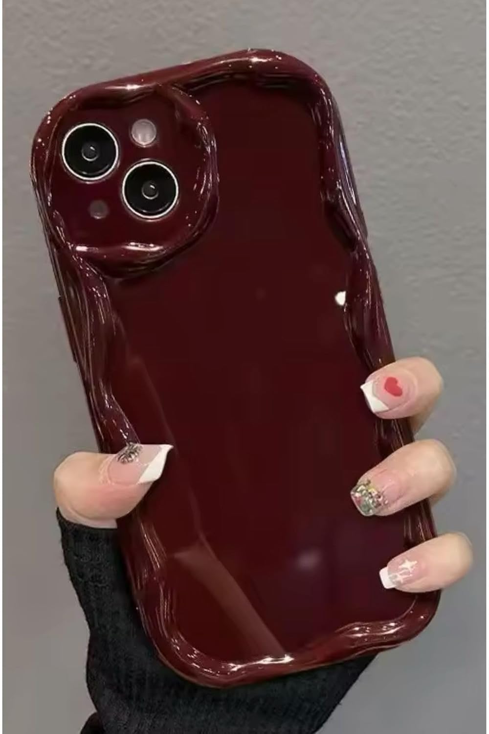 Go Aksesuar Iphone 13 VE 14 ile Uyumlu Darbe Önleyici DALGALI BORDO ANTİŞOK Silikon Kılıf