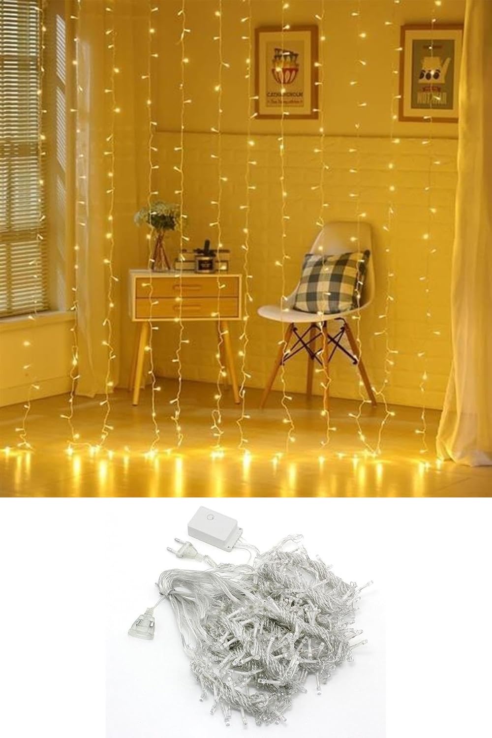 Saçaklı Perde Led Işıklar Animasyonlu Kumandalı Fişli - Günışığı (3x2)