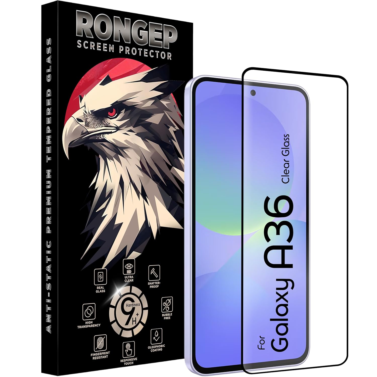 Rongep Samsung Galaxy A36 için Ekran Koruyucu 9H Sertlikte Anti-Static Temperli Cam Görüntü Kalitesini ve Dokunmatiği Etkilemeyen Çizilme ve Darbelere Karşı Ekranı Kaplayan Premium Galaxy A36 Koruma