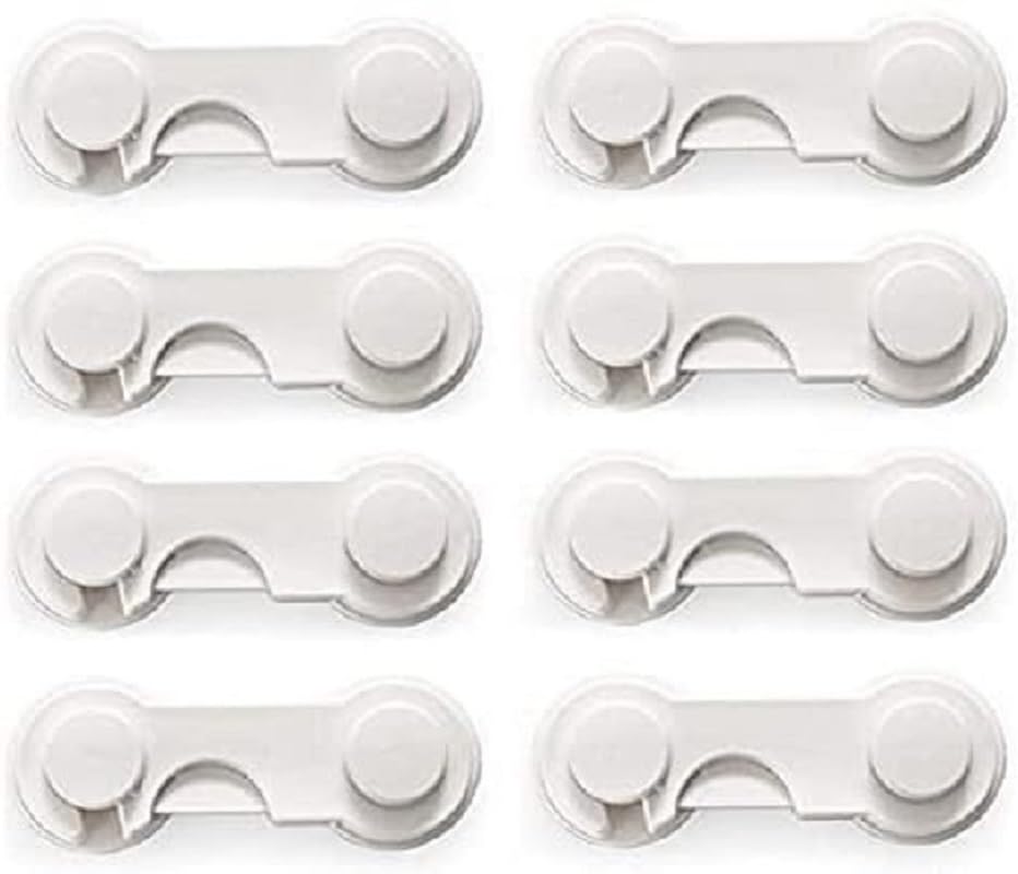 Çocuk Güvenlik Dolap Kilidi, 8 Adet, Beyaz, 9,8 x 3,5 cm