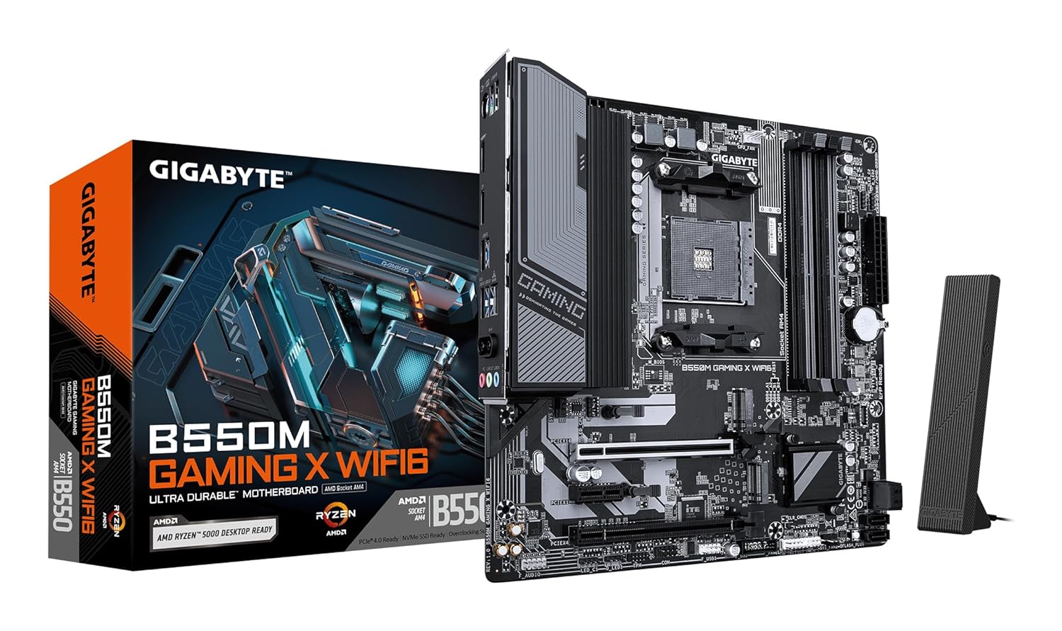 GIGABYTE B550M GAMING X WIFI AM4 DDR4 4733MHz(OC) PCIe 4.0 M.2 NVMe WiFi 6 Gigabit LAN mATX Gaming Anakart